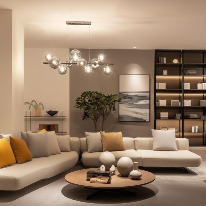 Brilagi - LED-Pendelleuchte an Kabel MILLA 10xG9/3W/230V schwarz-chrom/rauchglas