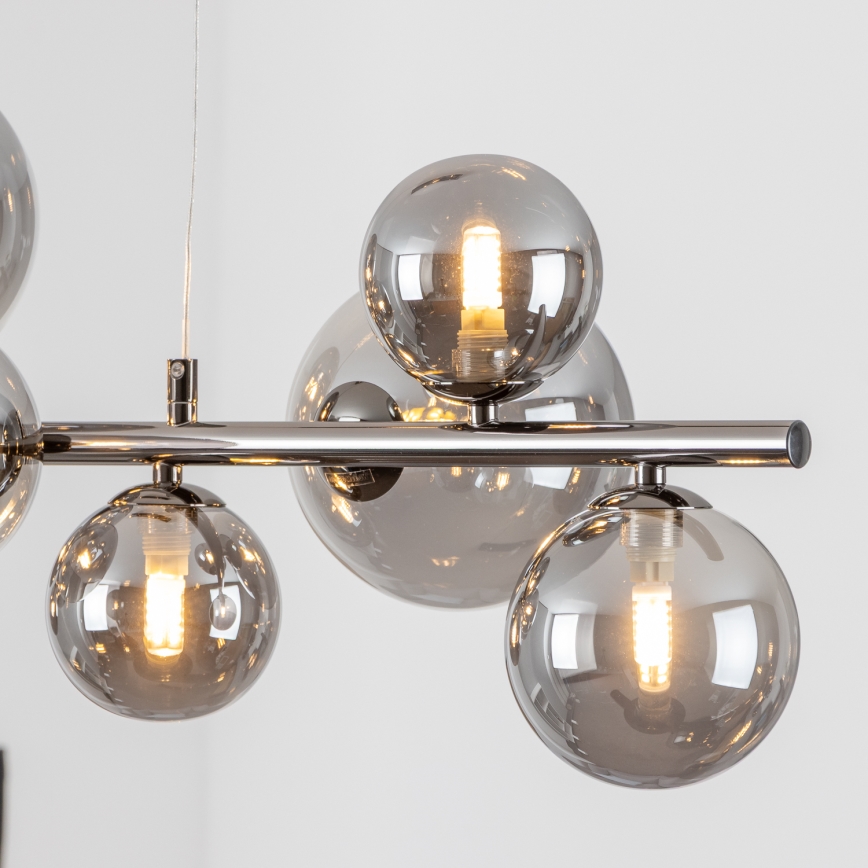 Brilagi - LED-Pendelleuchte an Kabel MILLA 10xG9/3W/230V schwarz-chrom/rauchglas