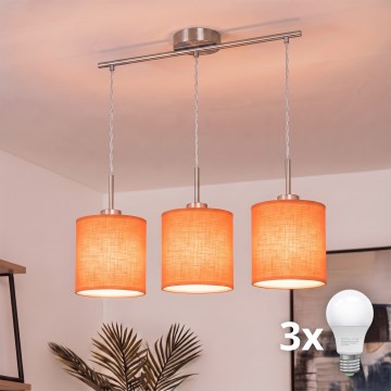 Brilagi - LED-Pendelleuchte an Kabel NUBILA 3xE27/60W/230V orange