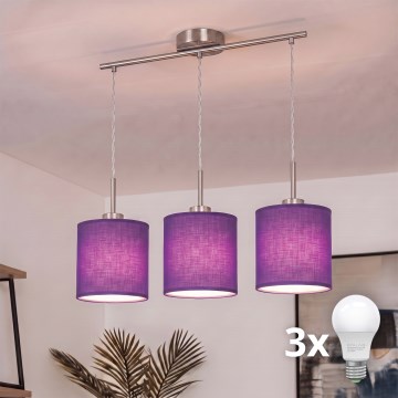 Brilagi - LED-Pendelleuchte an Kabel NUBILA 3xE27/60W/230V violett