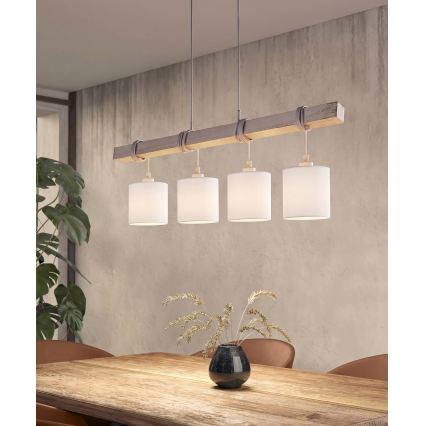 BRILAGI - LED-Pendelleuchte an Kabel NUBILA 4xE27/60W/230V grau/weiß