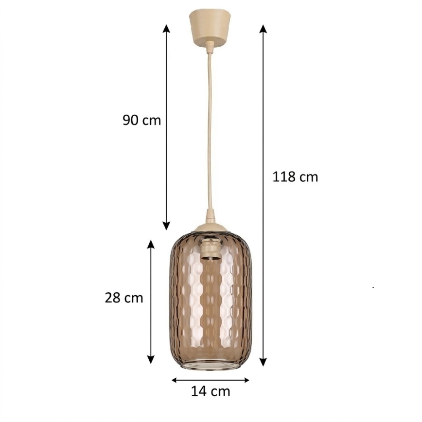Brilagi - LED-Hängeleuchte RETRO GLASS mit Kabelaufhängung, 1x E27/60W/230V, Ø 14 cm, beige/rauchbraun