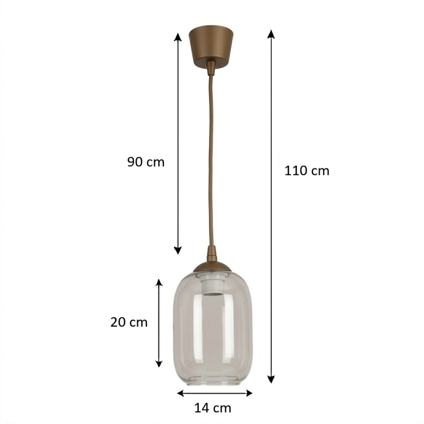 Brilagi - LED-Hängeleuchte an Kabel RETRO GLASS 1xE27/60W/230V Ø 14 cm braun/rauchgrau