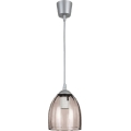 Brilagi - LED-Pendelleuchte an Kabel RETRO GLASS 1x E27/60W/230V Durchmesser 17 cm silber/rauchbeige