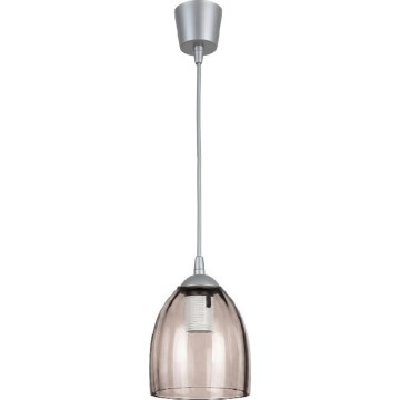 Brilagi - LED-Pendelleuchte an Kabel RETRO GLASS 1x E27/60W/230V Durchmesser 17 cm silber/rauchbeige