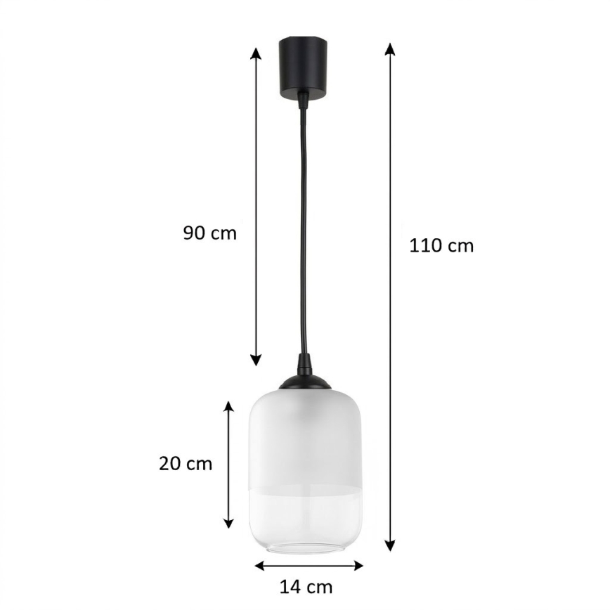 Brilagi - LED-Pendelleuchte an Kabel RETRO GLASS 1x E27/60W/230V Ø 14 cm schwarz/weiß