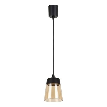 Brilagi - LED-Pendelleuchte an Kabel RETRO GLASS 1x E27/60W/230V Ø 15,5 cm schwarz/rauchbeige