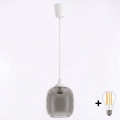 Brilagi - LED-Pendelleuchte an Kabel RETRO GLASS 1xE27/60W/230V Durchmesser 14 cm weiß/rauchgrau