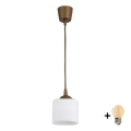 BRILAGI - LED-Pendelleuchte an Kabel RETRO GLASS 1xE27/60W/230V Ø 10 cm braun/weiß