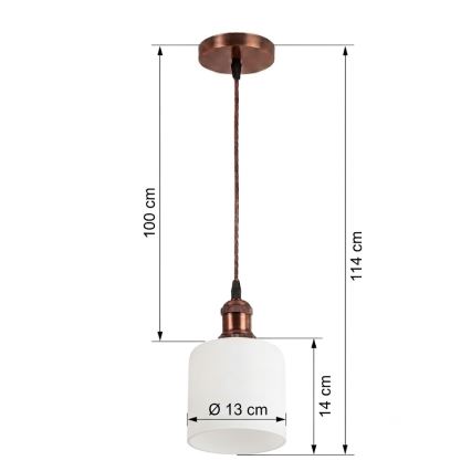 Brilagi - LED-Pendelleuchte an Kabel RETRO GLASS 1xE27/60W/230V Ø 13 cm Kupfer/Weiß
