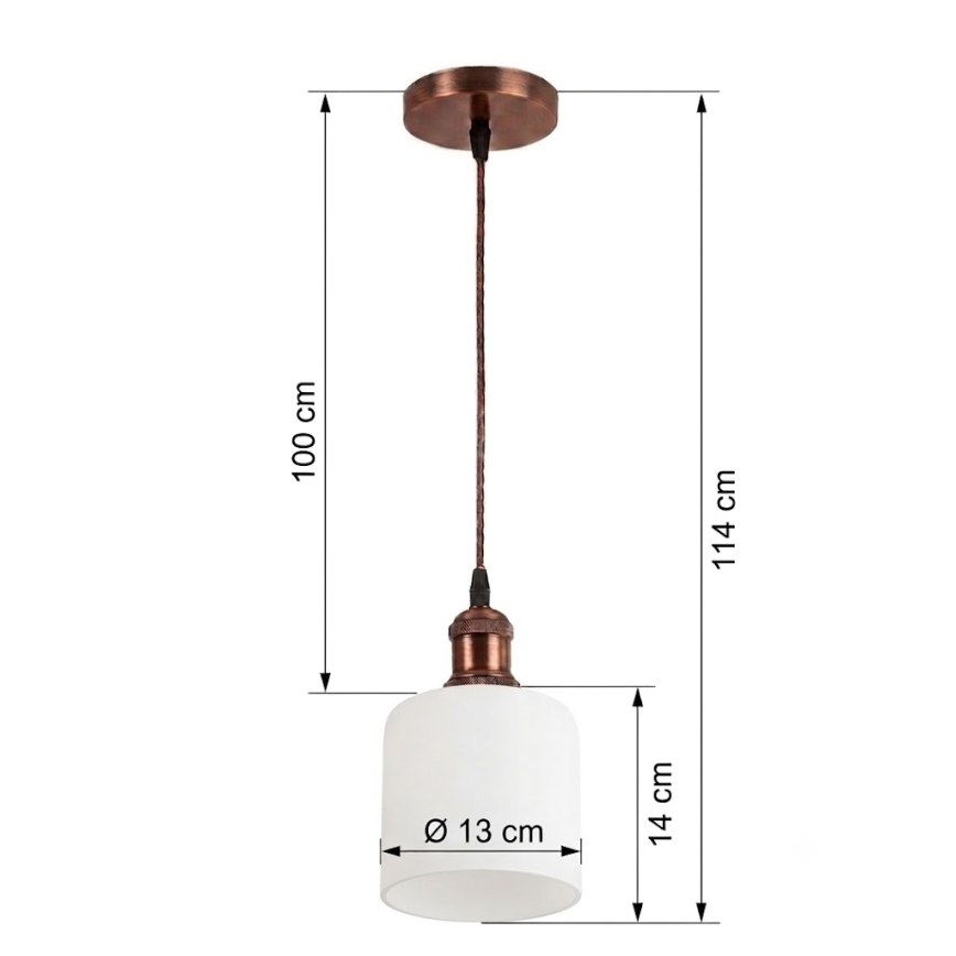 Brilagi - LED-Pendelleuchte an Kabel RETRO GLASS 1xE27/60W/230V Ø 13 cm Kupfer/Weiß