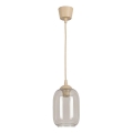 Brilagi - LED-Pendelleuchte an Kabel RETRO GLASS 1xE27/60W/230V Ø 14 cm beige/rauchgrau