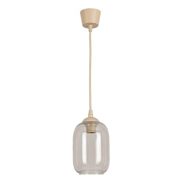 Brilagi - LED-Pendelleuchte an Kabel RETRO GLASS 1xE27/60W/230V Ø 14 cm beige/rauchgrau