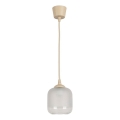 Brilagi - LED-Pendelleuchte an Kabel RETRO GLASS 1xE27/60W/230V Ø 14 cm beige/weiß