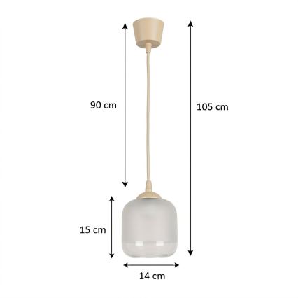 Brilagi - LED-Pendelleuchte an Kabel RETRO GLASS 1xE27/60W/230V Ø 14 cm beige/weiß