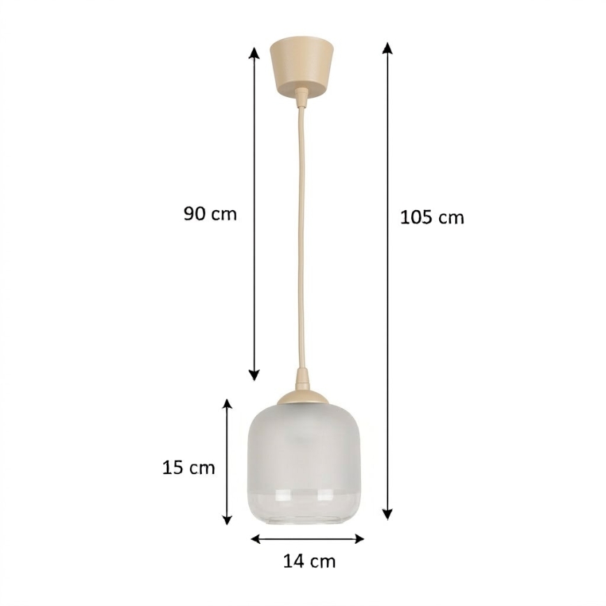 Brilagi - LED-Pendelleuchte an Kabel RETRO GLASS 1xE27/60W/230V Ø 14 cm beige/weiß