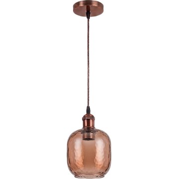 Brilagi - LED-Pendelleuchte an Kabel RETRO GLASS 1xE27/60W/230V Ø 14 cm kupfer/rauchbraun