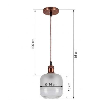 Brilagi - LED-Pendelleuchte an Kabel RETRO GLASS 1xE27/60W/230V Ø 14 cm Kupfer/Weiß