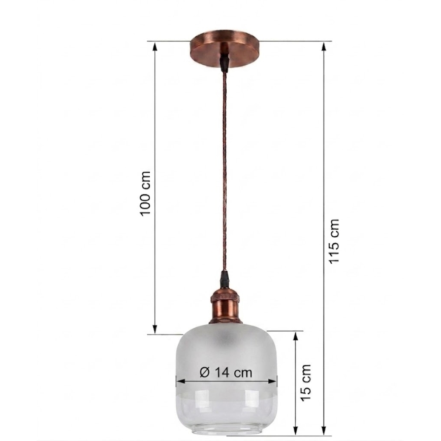 Brilagi - LED-Pendelleuchte an Kabel RETRO GLASS 1xE27/60W/230V Ø 14 cm Kupfer/Weiß