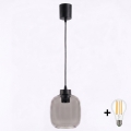 Brilagi - LED-Pendelleuchte an Kabel RETRO GLASS 1xE27/60W/230V Ø 14 cm schwarz/rauchgrau