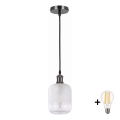 BRILAGI - LED Pendelleuchte an Kabel RETRO GLASS 1xE27/60W/230V Ø 14 cm schwarz/weiß