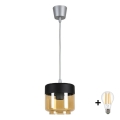 Brilagi - LED-Pendelleuchte an Kabel RETRO GLASS 1xE27/60W/230V Ø 14 cm silber/rauchbeige/schwarz