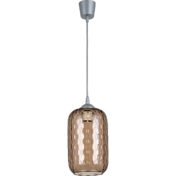 Brilagi - LED-Pendelleuchte an Kabel RETRO GLASS 1xE27/60W/230V Ø 14 cm silber/rauchbraun