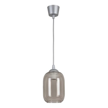 Brilagi - LED-Pendelleuchte an Kabel RETRO GLASS 1xE27/60W/230V Ø 14 cm silber/rauchgrau