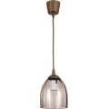 Brilagi - LED-Pendelleuchte an Kabel RETRO GLASS 1xE27/60W/230V Ø 17 cm braun/rauchbeige