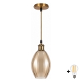 BRILAGI - LED-Pendelleuchte an Kabel RETRO GLASS 1xE27/60W/230V Ø 17 cm Gold/Rauchbeige
