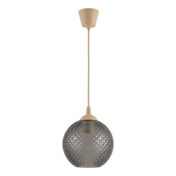 Brilagi - LED-Pendelleuchte an Kabel RETRO GLASS 1xE27/60W/230V Ø 18 cm beige/rauchgrau