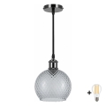 BRILAGI - LED-Pendelleuchte an Kabel RETRO GLASS 1xE27/60W/230V Ø 18 cm schwarz/rauchgrau