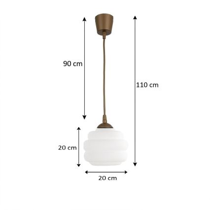 Brilagi - LED-Pendelleuchte an Kabel RETRO GLASS 1xE27/60W/230V Ø 20 cm braun/weiß