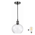 BRILAGI - LED Pendelleuchte an Kabel RETRO GLASS 1xE27/60W/230V Ø 25 cm schwarz/klar