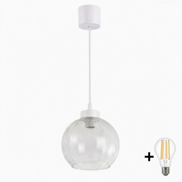 Brilagi - LED-Pendelleuchte an Kabel RETRO GLASS 1xE27/60W/230V Ø 25 cm weiß/klar