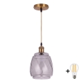 BRILAGI - LED-Pendelleuchte an Kabel RETRO GLASS 1xE27/60W/230V Ø 26 cm gold/rauchgrau