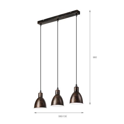 Brilagi - LED-Pendelleuchte an Kabel RIDDY 3xE27/60W/230V Kupfer/Patina