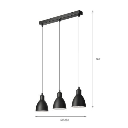 BRILAGI - LED-Pendelleuchte an Kabel RIDDY 3xE27/60W/230V schwarz