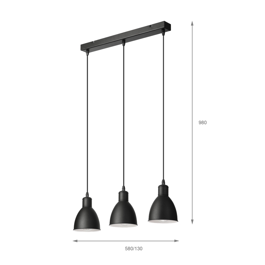 BRILAGI - LED-Pendelleuchte an Kabel RIDDY 3xE27/60W/230V schwarz