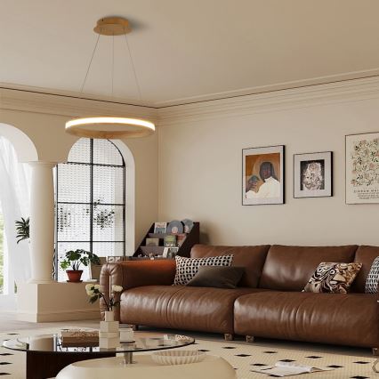 Brilagi - LED-Pendelleuchte an Kabel UMEA WOOD LED/30W/230V Durchmesser 40 cm Gummibaumholz