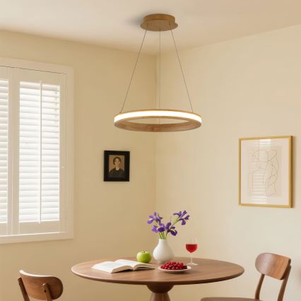 Brilagi - LED-Pendelleuchte an Kabel UMEA WOOD LED/30W/230V Durchmesser 40 cm Gummibaumholz