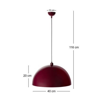 BRILAGI - LED-Pendelleuchte an Seil METALO 1xE27/40W/230V Ø 40 cm Burgund/Kupfer