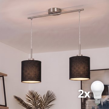 Brilagi - LED-Pendelleuchte an Seil NUBILA 2xE27/60W/230V schwarz
