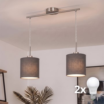 Brilagi - LED-Pendelleuchte an Stahlseil NUBILA 2xE27/60W/230V anthrazit