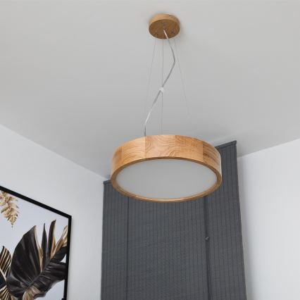Brilagi - LED-Pendelleuchte CARVALHO an Kabel, 2xE27/30W/230V, Eiche, Ø 37 cm