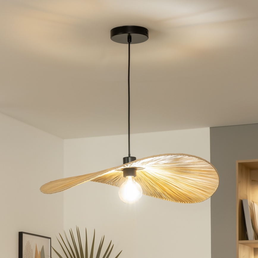 Brilagi - LED-Pendelleuchte CERIA BOHO an Schnur, 1xE27/40W/230V, Ø 60 cm, Raffiabast
