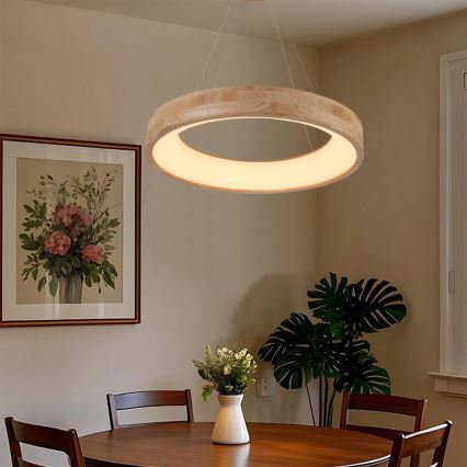 Brilagi - LED-Pendelleuchte an Kabel FALCON WOOD LED/40W/230V 3000/4000/6000K Ø 60 cm Holz