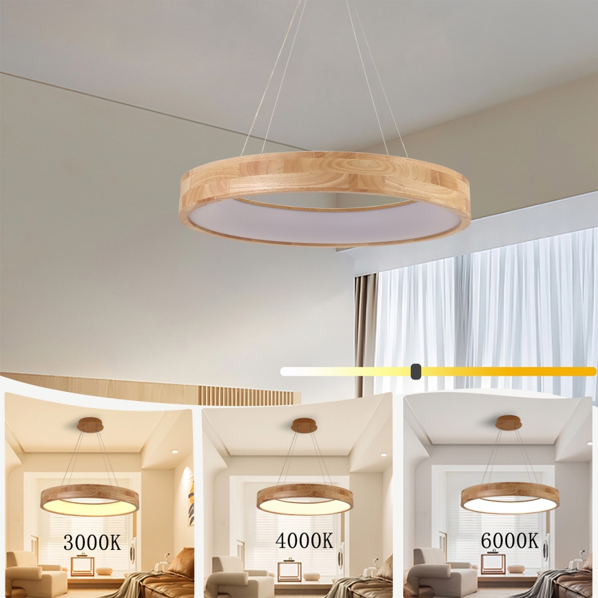 Brilagi - LED-Pendelleuchte an Kabel FALCON WOOD LED/40W/230V 3000/4000/6000K Ø 60 cm Holz