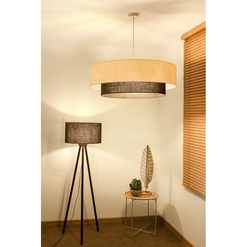 Brilagi - LED-Pendelleuchte im BOHO-Style, 3x E27/15W/230V, Ø 80 cm, creme/braun
