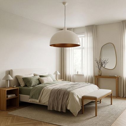 Brilagi - LED-Pendelleuchte METALO an Kabel 1x E27/40W/230V Ø 60 cm beige/kupferfarben